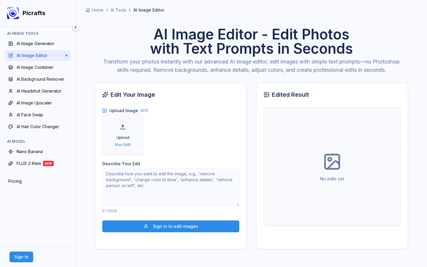 PiCrafts AI Image Editor